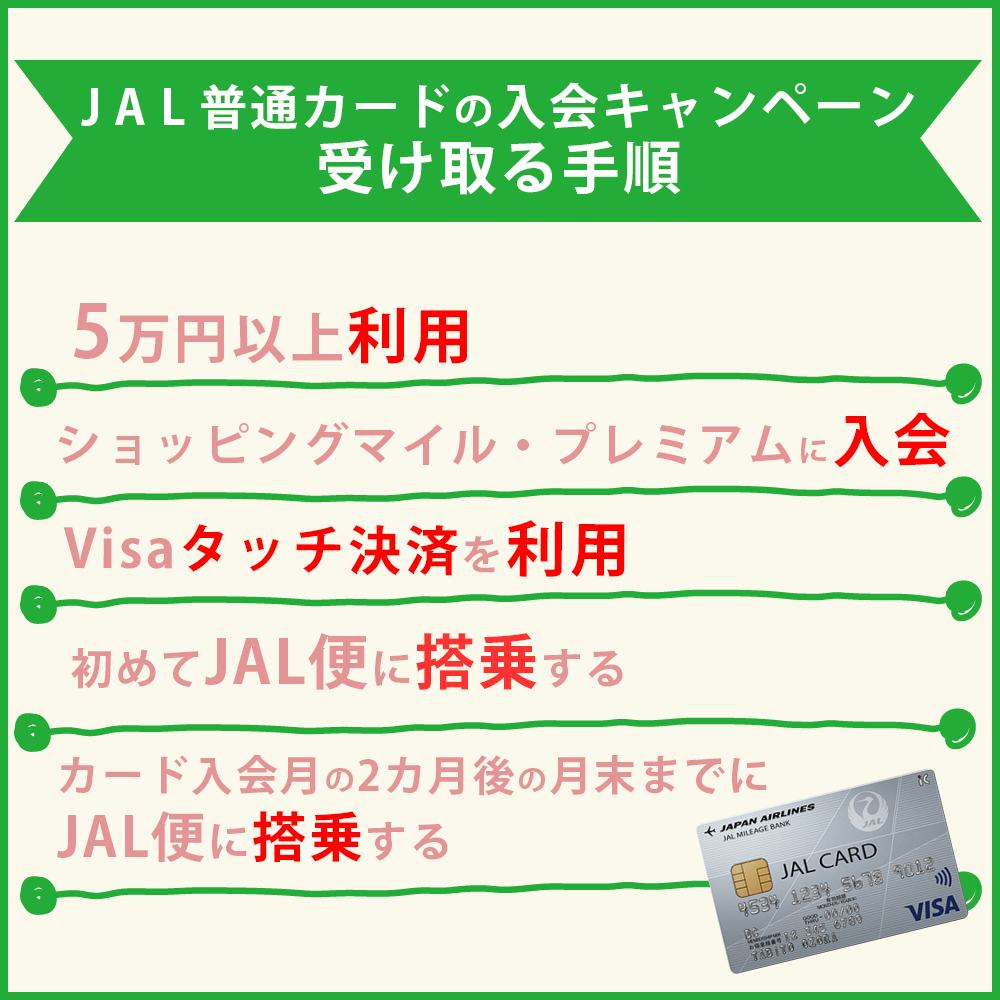 JAL普通カードの入会キャンペーンを受け取る手順｜マイルはいつもらえる？